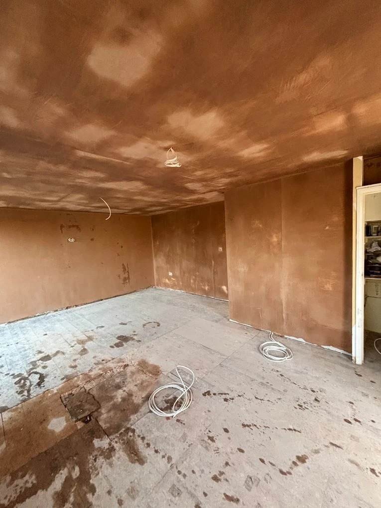 Freshly plastered walls and ceiling in a Hull home ready for decorating